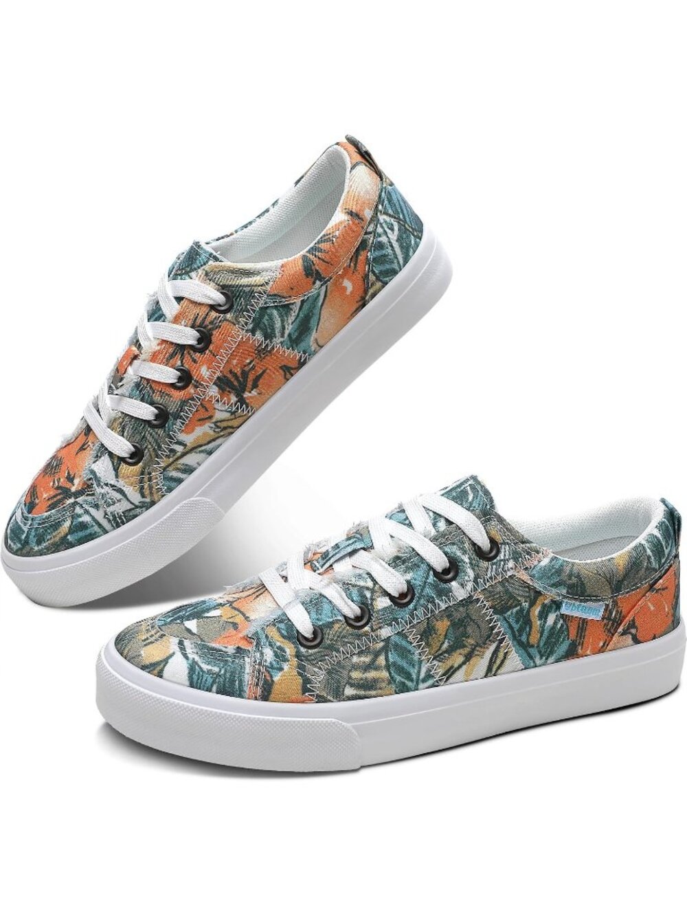 🆕Women's Green Yellow Sneakers Cute Lace up Canvas Shoes Low Top Washed Casual